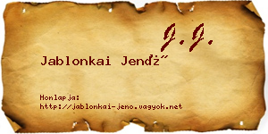 Jablonkai Jenő névjegykártya